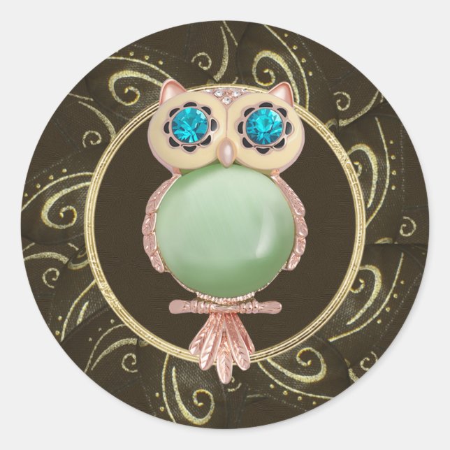 Elegant Owl Jewels Photo Print Stickers (Front)