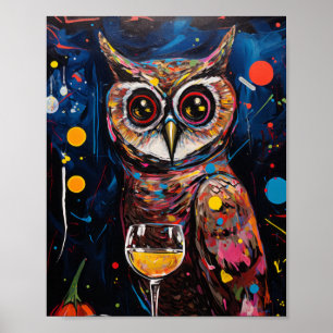 Elegant Owl Martini Poster by Ryan Shava   Neo-Exp