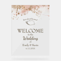 Elegant Oyster Shell Beach Wedding Welcome