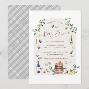 Elegant Oysters & Wine Baby Shower Invitation