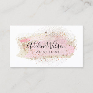 elegant paint brush stroke and faux glitter business card