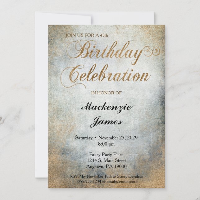 Elegant Painted Copper Birthday Party Invitation (Front)