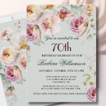 Elegant Painted Floral 70th Birthday Party Invitation<br><div class="desc">Start this special 70th birthday celebration in a elegant style with this beautifully feminine gentle floral invitation with watercolor mixed wildflowers and trailing greenery. All of the text can be personalised for your party including the guest of honour's age. If you have any special requests or require design assistance, just...</div>