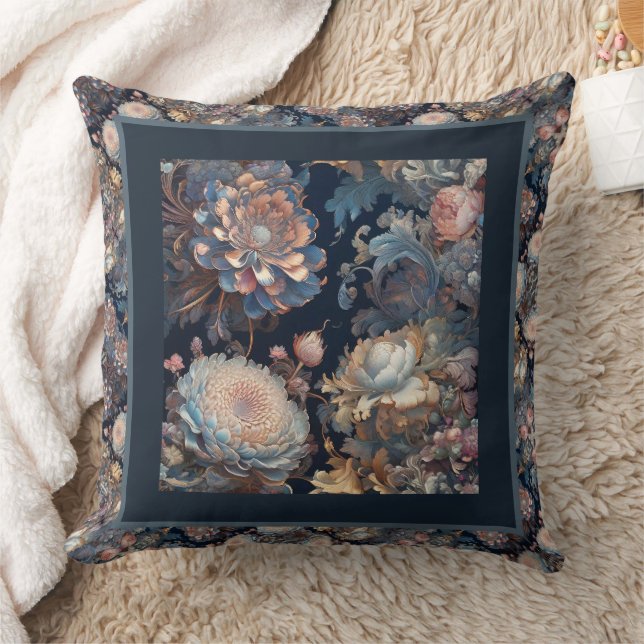 Elegant Painted Floral Cushion (Blanket)