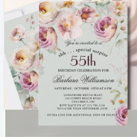 Elegant Painted Floral Surprise 55th Birthday 