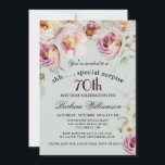 Elegant Painted Floral Surprise 70th Birthday  Invitation<br><div class="desc">Start this special surprise 70th birthday celebration in a elegant style with this beautifully feminine gentle floral invitation with watercolor mixed wildflowers and trailing greenery. All of the text can be personalised for your party including the guest of honour's age. If you have any special requests or require design assistance,...</div>