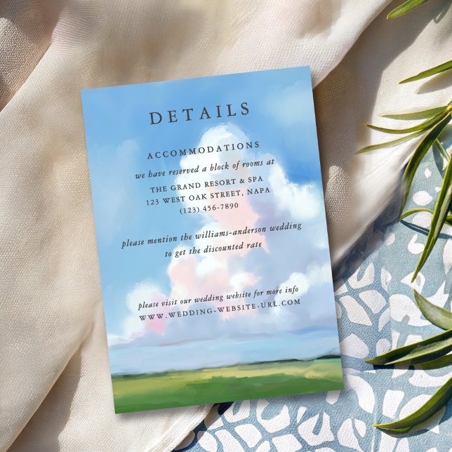 Elegant Painted Landscape Blue Sky Clouds Wedding Enclosure Card (Creator Uploaded)
