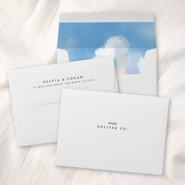 Elegant Painted Landscape Liner White Wedding Envelope (Creator Uploaded)