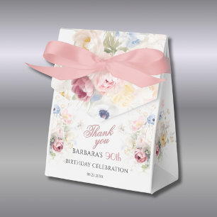 Elegant Painted Pink Floral 90th birthday  Favour Box