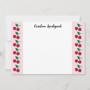Elegant Painted Red Cherries Monogrammed Card