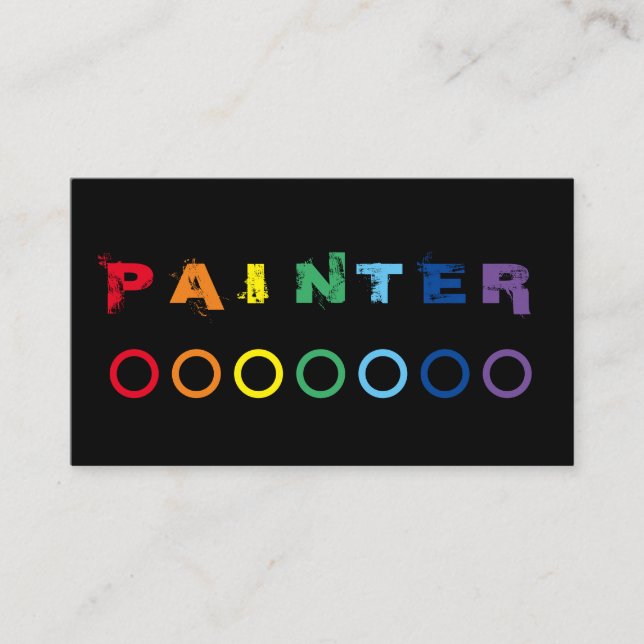 Elegant Painters rainbow coloured dots Business Card (Front)