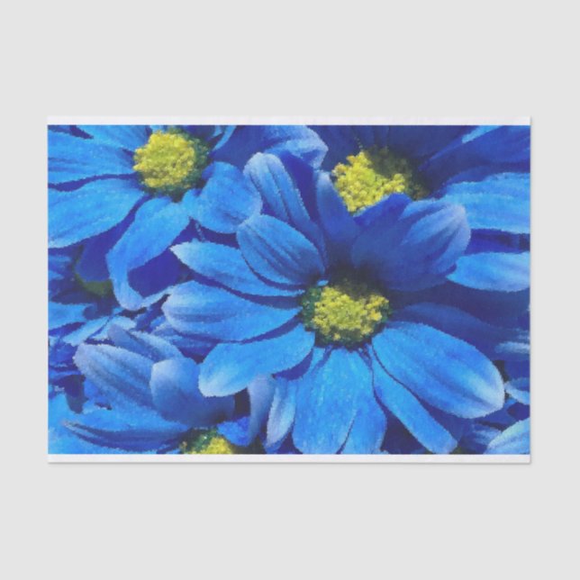 Elegant painting blue floral tissue paper (Front)