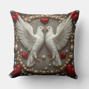 Elegant Pair of Doves Symbolising Love and Unity Cushion