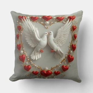 Elegant Pair of Doves Symbolising Love and Unity Cushion