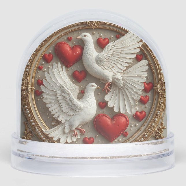 Elegant Pair of Doves Symbolising Love and Unity Snowglobe (Front)
