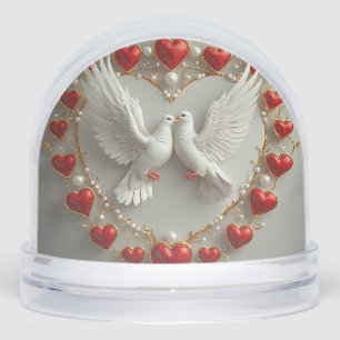 Elegant Pair of Doves Symbolising Love and Unity Snowglobe
