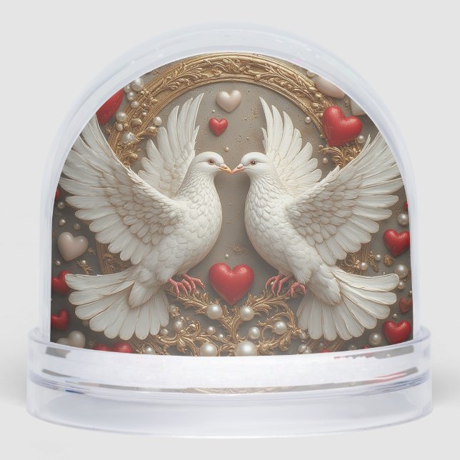 Elegant Pair of Doves Symbolising Love and Unity Snowglobe (Front)