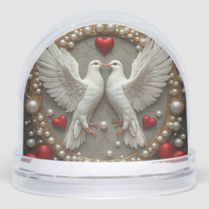 Elegant Pair of Doves Symbolising Love and Unity Snowglobe