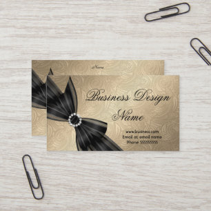 Elegant Paisley Brown Gold Black Diamond Bow Business Card