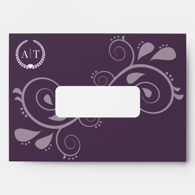 Elegant Paisley Monogram with Return Address Envelope (Front)