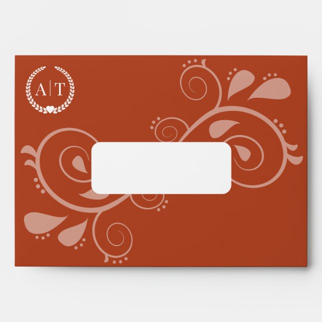 Elegant Paisley Monogram with Return Address Envelope (Front)