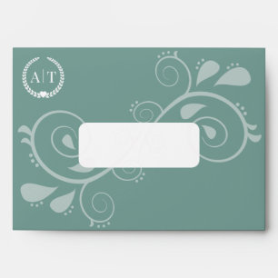 Elegant Paisley Monogram with Return Address Envelope
