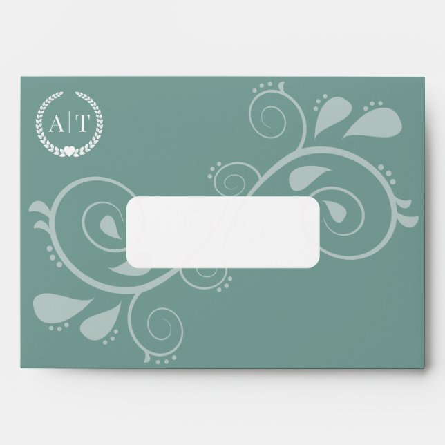Elegant Paisley Monogram with Return Address Envelope (Front)
