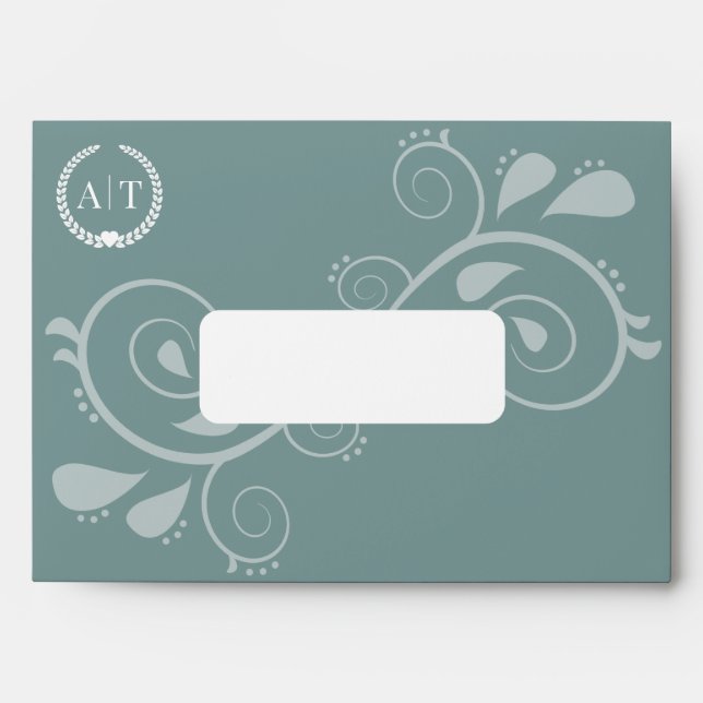 Elegant Paisley Monogram with Return Address Envelope (Front)
