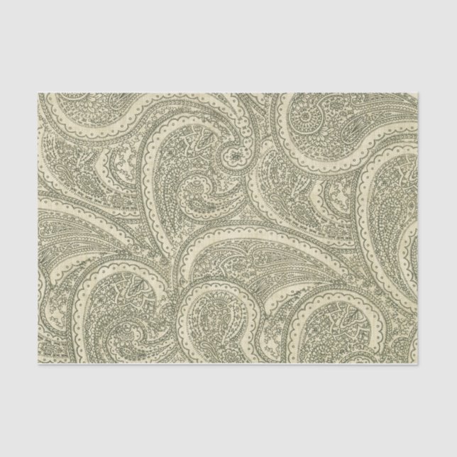 Elegant Paisley Ornate intricate black and white Tissue Paper (Front)