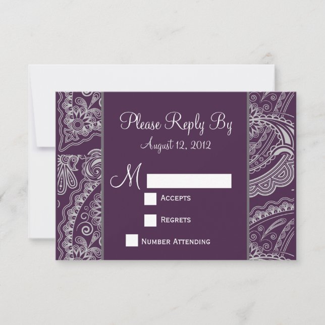 Elegant Paisley RSVP for Wedding Invitations (Front)