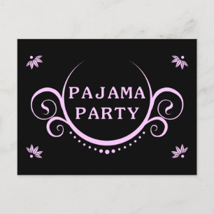 elegant pajama party invitation postcard
