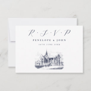 Elegant Palace Illustration Destination Wedding RSVP Card