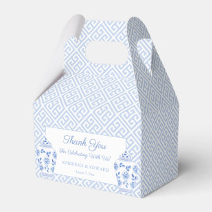 Elegant Pale Blue And White Greek Key Wedding Favour Box