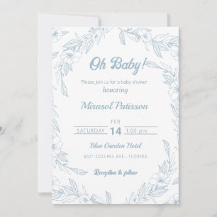 Elegant pale blue floral Baby Shower Invitation
