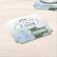 Elegant Pale Blue Rose Don't Take My Drink Wedding