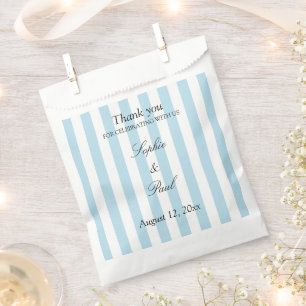 Elegant Pale Blue Stripes Wedding Favour Bags