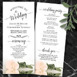 Elegant Pale Blush Peach Rose Romantic Wedding Program<br><div class="desc">This beautiful wedding program features an elegant design with a single long stemmed pale blush peach coloured rose lying on its side reflecting in water. The titles are written in fancy script calligraphy, and there is space for your ceremony and wedding party details, as well as a short thank you...</div>