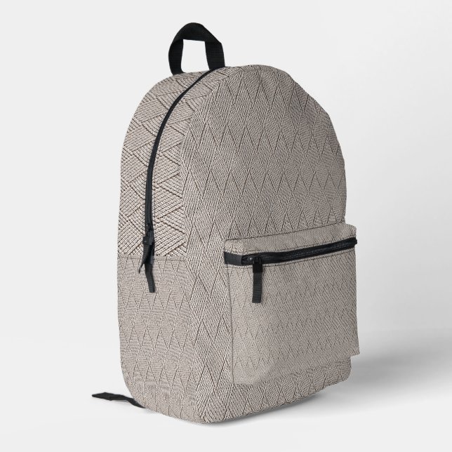 Elegant Pale Cream Faux Diamond Knit Pattern  Printed Backpack (Back Corner Left)
