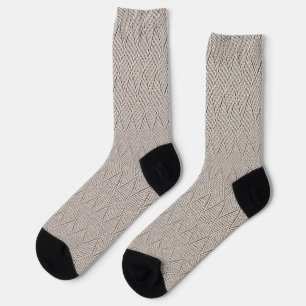 Elegant Pale Cream Faux Diamond Knit Pattern Socks
