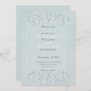 Elegant Pale Dusty Blue Romantic Wedding Invitation