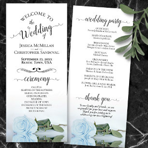 Elegant Pale Dusty Blue Rose Romantic Wedding Program