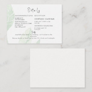 Elegant Pale Foliage Cash Bar & Shuttle Cream Encl Enclosure Card