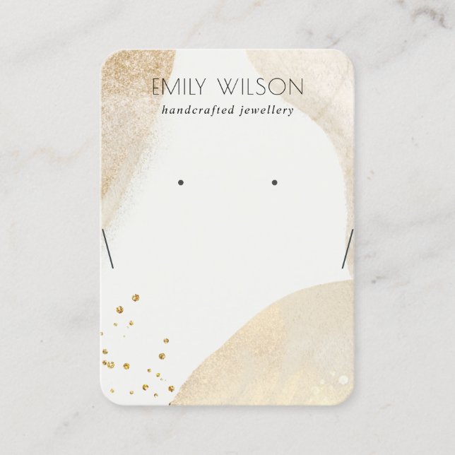 Elegant Pale Gold Abstract Shape Necklace Display Business Card (Front)