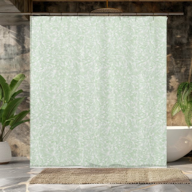 Elegant Pale Green Print Shower Curtain (Creator Uploaded)