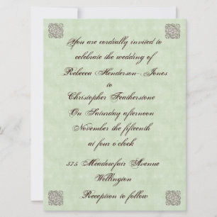 Elegant Pale Green Vintage Wedding Invitation