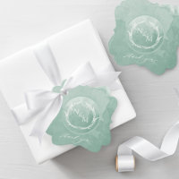 Elegant Pale Green Watercolor Monogram Wedding