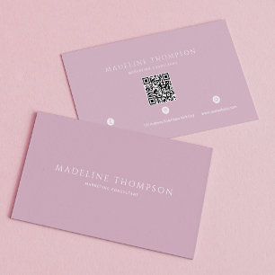 Elegant Pale Lavender Minimalist Qr Code Business Card