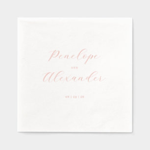 Elegant Pale Pink Calligraphy Foil Napkins