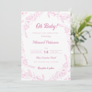 Elegant pale pink floral Baby Shower Invitation
