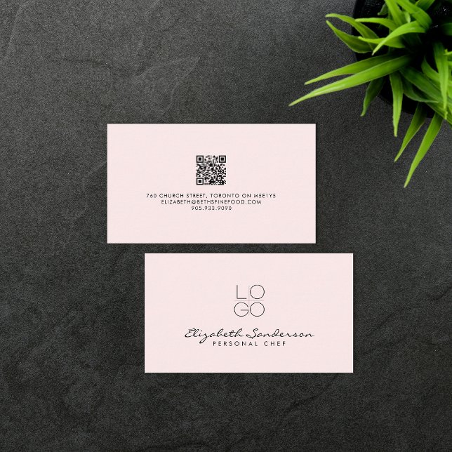 Elegant Pale Pink Luxury Script QR CODE Business Card (Creator Uploaded)